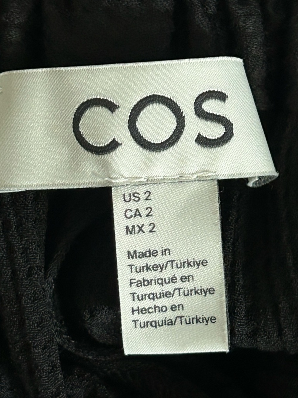 COS Textured Wide-Leg Drawstring Pants Black Size 2 - Picture 7 of 9